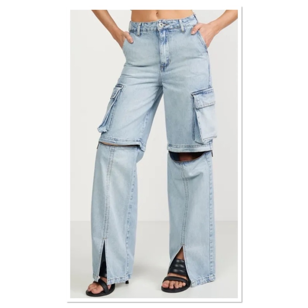 Colcci Juliette Straight Jeans Cargo Pockets Indigo Brazil Sz 34/25 Inch Waist